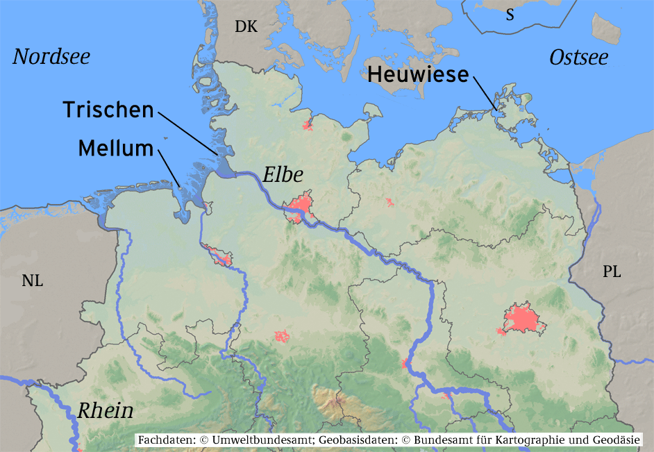 Karte der Probenahmeflächen